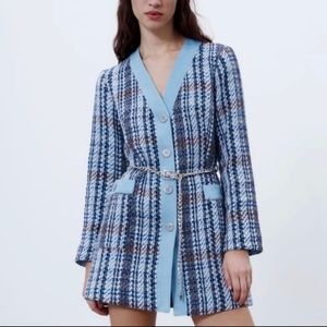ZARA Blue tweed dress- M